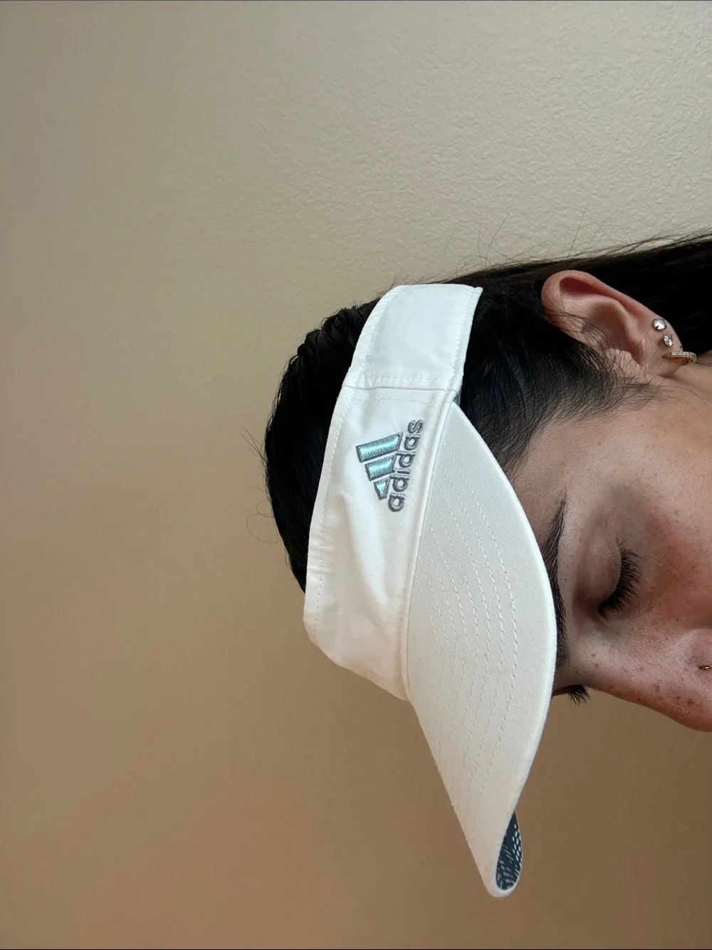 adidas White Visor with Teal Accent